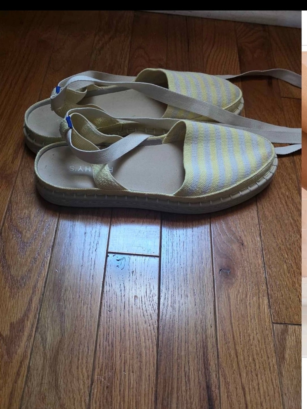 Rothy's Yellow and White Striped Espadrille Sandals - Picture 5 of 5